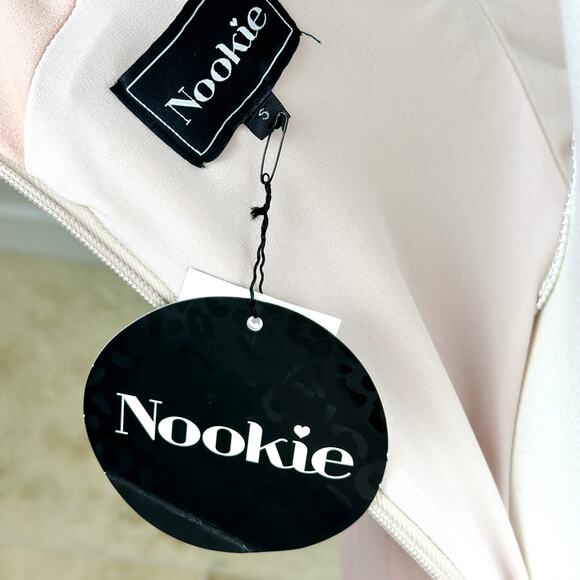 Nookie Hollywood Midi Dress Blush Pink Bodycon Stretch Knit Cocktail Small NWT - Picture 4 of 13